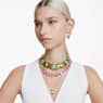 Matrix Tennis necklace, Round cut, Medium, Green, Gold-tone plated - Swarovski, 5661189