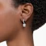 Stilla drop earrings, Square cut, White, Rhodium plated - Swarovski, 5662919