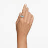 Bague cocktail Hyperbola, Tailles variées, Deux bandes, Verte, Métal rhodié - Swarovski, 5665366