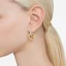 Dextera hoop earrings, Asymmetrical design, Interlocking loop, White, Gold-tone plated - Swarovski, 5668818