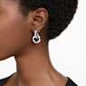 Dextera hoop earrings, Asymmetrical design, Interlocking loop, White, Rhodium plated - Swarovski, 5671807