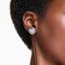Idyllia stud earrings, Heart, Blue, Rhodium plated - Swarovski, 5683576