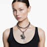 Swan choker and brooch, Crystal pearl, Swan, Black, Ruthenium plated - Swarovski, 5688747