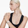 Matrix ต่างหูแบบ Cuff, เซ็ต (3 ชิ้น), Crystal Pearl, เหลี่ยมเจียระไน Round, ขาว, เคลือบโรเดียม - Swarovski, 5691715