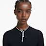 Matrix Y necklace, Crystal pearl, Round cut, White, Rhodium plated - Swarovski, 5692416