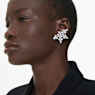 Idyllia clip oorbellen, Verschillende slijpvormen, Half sneeuwvlokje, Wit, Rodium toplaag - Swarovski, 5692635