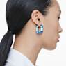 Lucent hoop earrings, Octagon shape, Small, Blue - Swarovski, 5696038