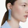 Millenia clip earrings, Octagon cut, Color gradient, Long, Blue, Rhodium plated - Swarovski, 5696517
