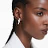 Matrix drop earrings, Mixed cuts, White, Rhodium plated - Swarovski, 5700418