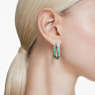 Matrix hoop earrings, Baguette cut, Octagon shape, Color gradient, Green, Rhodium plated - Swarovski, 5705787
