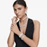 Constella Tennis bracelet, Crystal pearl, Round cuts, White, Rhodium plated - Swarovski, 5707511
