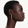 Gema drop earrings, Asymmetrical design, Mixed cuts, Long, Yellow, Gold-tone plated - Swarovski, 5718073