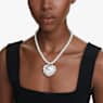 Ariana Grande x Swarovski necklace, Crystal pearl, Heart cut, Heart, White, Rhodium plated - Swarovski, 5720858
