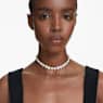 Girocollo Tennis Ariana Grande x Swarovski, Taglio misto, Crystal Pearl, Cuore, Bianco, Placcato rodio - Swarovski, 5720861