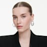 Matrix hoop earrings, Baguette cut, Ribbon, White, Rhodium plated - Swarovski, 5727113