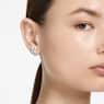 Mesmera stud earrings, Mixed cuts, Flower, White, Rhodium plated - Swarovski, 5737462