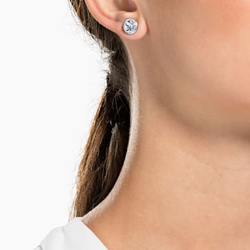 Angelic 耳钉, 圆形切割, 白色, 镀铑 - Swarovski, 1081942