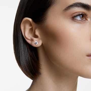 Solitaire 스터드 이어링, 라운드 컷, 화이트, 로듐 플래팅 - Swarovski, 1800046