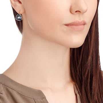 Brief Pierced Earrings, Gray, Rose Gold Plating - Swarovski, 5098376