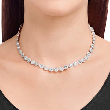 Angelic necklace, Round cut, White, Rhodium plated - Swarovski, 5117703