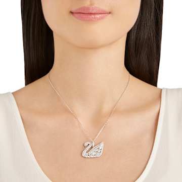 Swan Lake pendant, Swan, White, Rhodium plated - Swarovski, 5169080