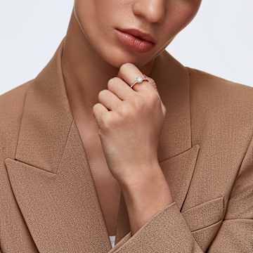 Attract ring, Round cut, Pavé, White, Rose gold-tone plated - Swarovski, 5184212