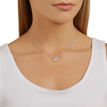 Swan Pavé pendant, Swan, White, Rhodium plated - Swarovski, 5187404