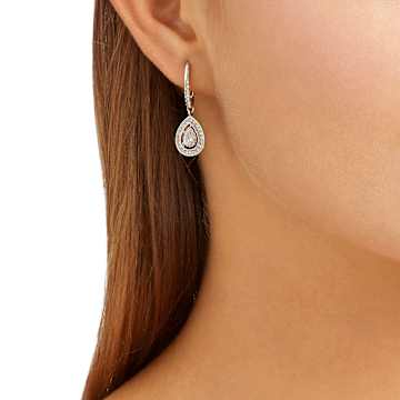 Angelic drop earrings, Pear cut, White, Rhodium plated - Swarovski, 5197458