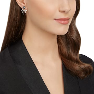 Fantastic Pierced Earring Jackets, Gray, Rhodium Plating - Swarovski, 5216636