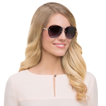 Fascinatione sunglasses, Pilot shape, SK0118 17B, Black - Swarovski, 5219658