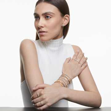 Angelic bracelet, Round cut, Pavé, Medium, White, Rose gold-tone plated - Swarovski, 5240513