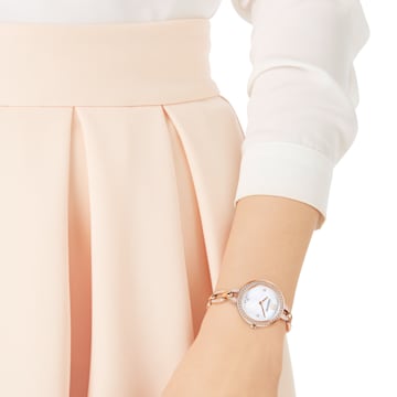 Aila Mini watch, Metal bracelet, Rose gold tone, Rose gold-tone finish - Swarovski, 5253329