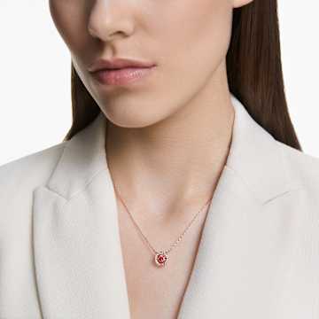 Swarovski Sparkling Dance 項鏈, 圓形切割, 紅色, 鍍玫瑰金色調 - Swarovski, 5279421