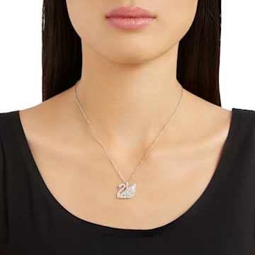 Swan Lake pendant, Swan, Small, White, Rhodium plated - Swarovski, 5296469