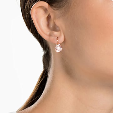 Bella V drop earrings, Round cut, Pink, Rose gold-tone plated - Swarovski, 5299318