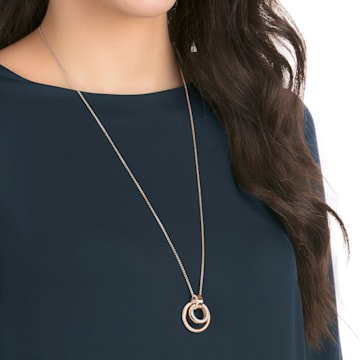 Hollow pendant, Circle, Medium, White, Rose gold-tone plated - Swarovski, 5349418