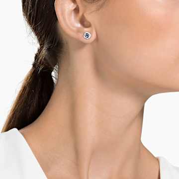 Clous d'oreilles Angelic, Taille Carré, Bleues, Métal rhodié - Swarovski, 5352048