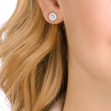 Orecchini a lobo Angelic, Taglio squadrato, Blu, Placcato rodio - Swarovski, 5352048