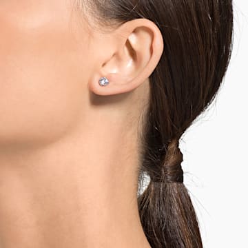 Attract 耳钉, 圆形切割, 白色, 镀铑 - Swarovski, 5408436