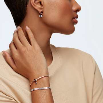 Anneaux d'oreilles Swarovski Symbolic, Œil porte-bonheur, Bleues, Placage de ton or rosé - Swarovski, 5425857