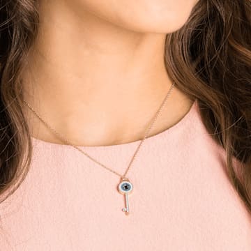 Swarovski Symbolic Halskette, Augensymbol und Schlüssel, Blau, Roségold-Legierungsschicht - Swarovski, 5437517