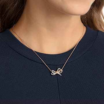 Lifelong Bow 펜던트, 리본, 화이트, 믹스 메탈 피니시 - Swarovski, 5440636