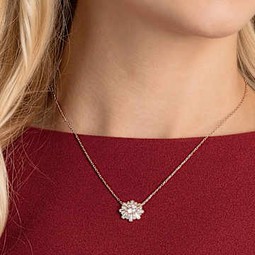 Sunshine 펜던트, 믹스 컷, 태양, 화이트, 로즈골드 톤 플래팅 - Swarovski, 5451376