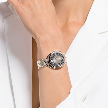 Crystalline Glam watch, Metal bracelet, Gray, Champagne gold-tone finish - Swarovski, 5452462