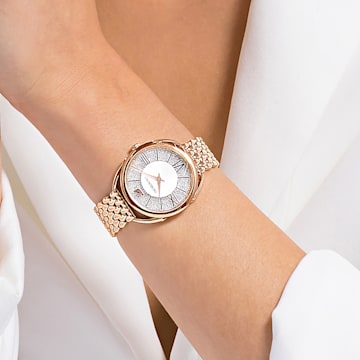 Crystalline Glam watch, Metal bracelet, Rose gold tone, Rose gold-tone finish - Swarovski, 5452465