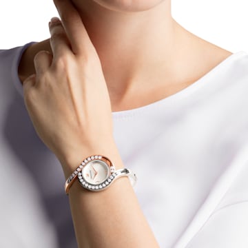 Lovely Crystals Bangle watch, Metal bracelet, White, Bicolor finish - Swarovski, 5453651
