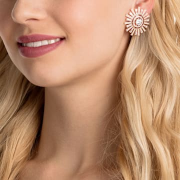 Boucles d'oreilles clip Sunshine, blanc, Métal doré rose - Swarovski, 5464833