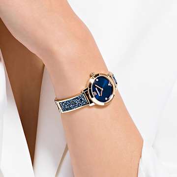 Cosmic Rock 腕表, 瑞士制造, 金属手链, 蓝色, 玫瑰金色调润饰 - Swarovski, 5466209