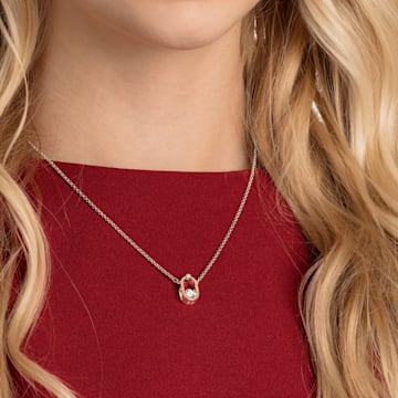Swarovski Sparkling Dance Oval necklace, Round cut, White, Rose gold-tone plated - Swarovski, 5468084