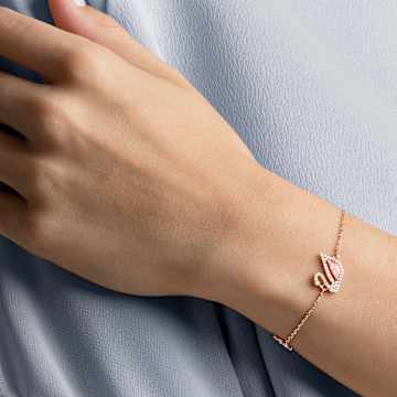 Dazzling Swan bracelet, Magnetic closure, Swan, Pink, Rose gold-tone plated - Swarovski, 5472271